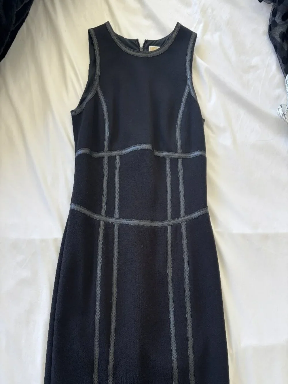 Michael Kors Black Sleeveless Dress with Leather Piping *SOME WEAR*